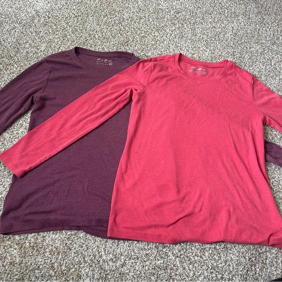 🦋 Bundle of 2 Eddie Bauer Long Sleeve T-Shirts Purple and Red Casual Comfy XL - Picture 1 of 11